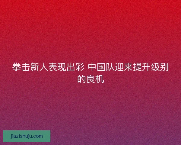 拳击新人表现出彩 中国队迎来提升级别的良机