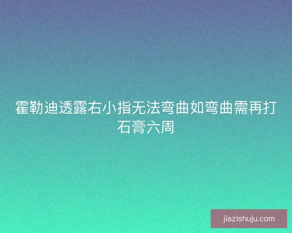霍勒迪透露右小指无法弯曲如弯曲需再打石膏六周