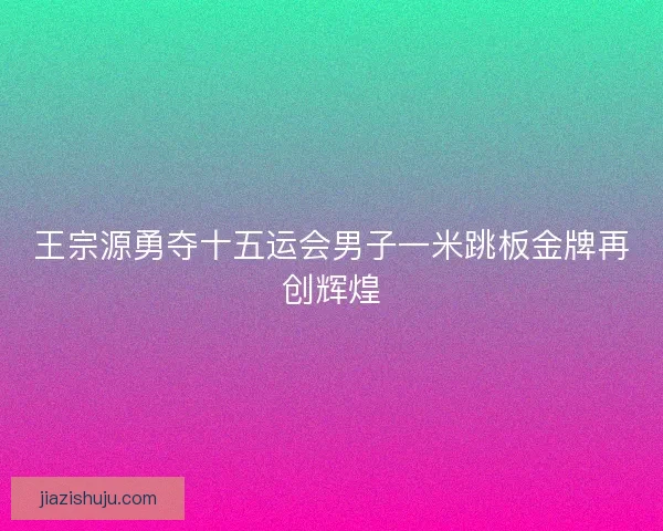 王宗源勇夺十五运会男子一米跳板金牌再创辉煌 王宗源勇夺十五运会男子一米跳板金牌再创辉煌
